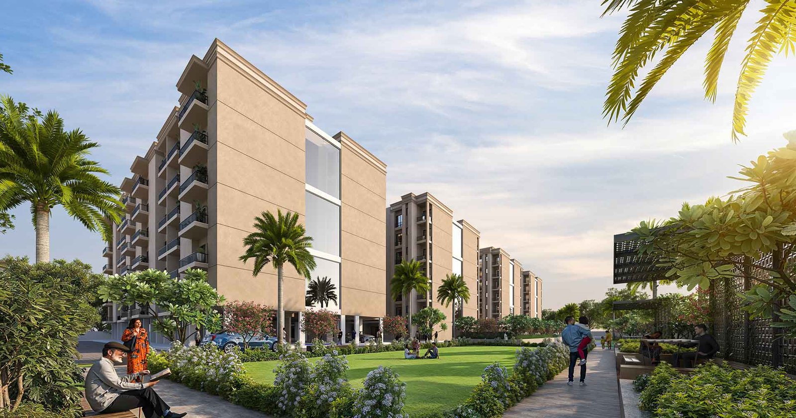 Evara Shades residential towers with landscaped central green, Ayodhya Road Lucknow
